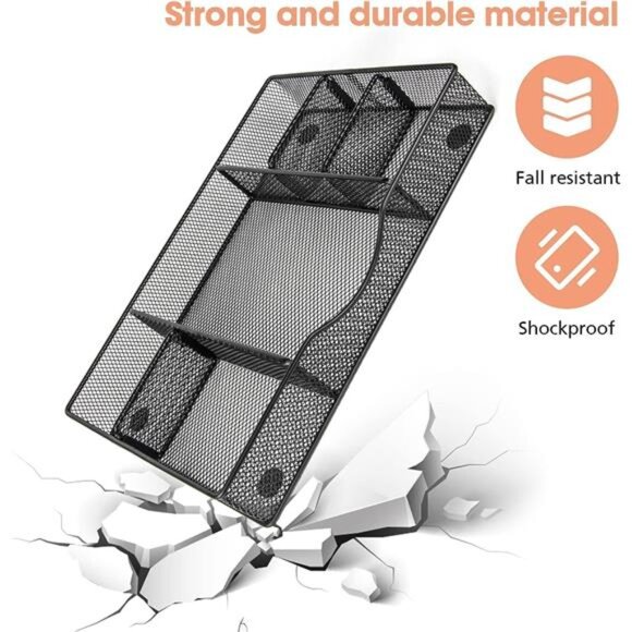 metal mesh desk drawer organizer adjustable office storage tray home drawer bin - Picture 5 of 7